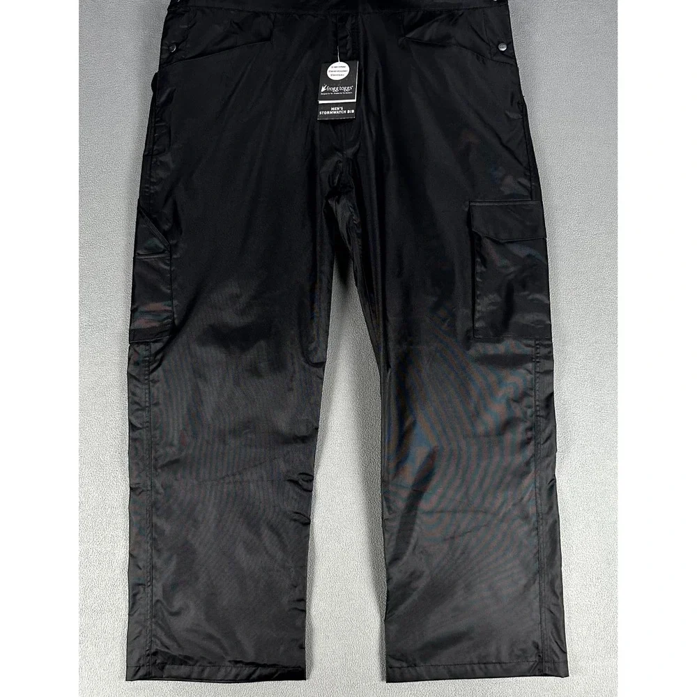 Frogg Toggs Bibbs Overalls Mens 2XL Black StormWatch Waterproof Breathable New - Picture 3 of 13